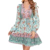 image:imageRVivimos Womens Cotton Long Sleeves VNeck Button Up Floral Print Bohemian Flowy Mini DressCadetblue