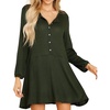 image:imageRVivimos Womens Fall Cotton Long Sleeves Casual Button Down Knit Swing Flare Mini Tunic DressArmygreen