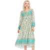image:imageRVivimos Womens Long Sleeves Floral Print Retro V Neck Tassel Casual Bohemian Midi DressesMultigreen