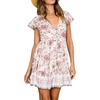 image:imageRVivimos Womens Short Sleeve Floral Print V Neck Cotton Tunic DressWhite Pink