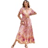 image:imageRVivimos Womens Summer Floral Print Cotton Short Sleeve Flowy DressBlush