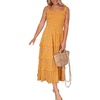 image:imageRVivimos Womens Summer Straps Cotton Irregular Polka Dot Ruffles Midi DressYellow2