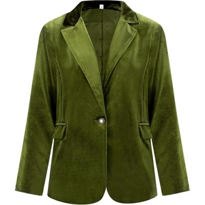 image:imageRVivimos Velvet Blazers for Women 2026 Fall Winter Casual Long Sleeve Front Button Warm Jackets Coat with PocketsArmy Green
