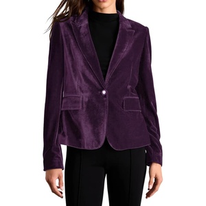 image:imageRVivimos Velvet Blazers for Women 2026 Fall Winter Casual Long Sleeve Front Button Warm Jackets Coat with PocketsDark Purple