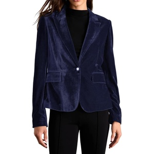 image:imageRVivimos Velvet Blazers for Women 2026 Fall Winter Casual Long Sleeve Front Button Warm Jackets Coat with PocketsNavy Blue
