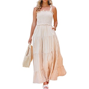 image:imageRVivimos Womens Summer Cotton Adjustable Straps Stripe Casual Flowy A Line Maxi Pockets DressBrownstripe