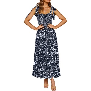 image:imageRVivimos Womens Summer Straps Cotton Irregular Polka Dot Ruffles Midi DressNavyblue