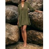image:imageRVivimos Cotton Casual Dresses for Women Long Sleeve V Neck Tiered Flowy Mini Tunic DressArmy Green