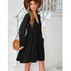 image:imageRVivimos Cotton Casual Dresses for Women Long Sleeve V Neck Tiered Flowy Mini Tunic DressBlack