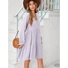 image:imageRVivimos Cotton Casual Dresses for Women Long Sleeve V Neck Tiered Flowy Mini Tunic DressLight Purple