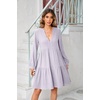 image:imageRVivimos Cotton Casual Dresses for Women Long Sleeve V Neck Tiered Flowy Mini Tunic DressLight Purple