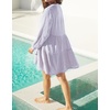 image:imageRVivimos Cotton Casual Dresses for Women Long Sleeve V Neck Tiered Flowy Mini Tunic DressLight Purple