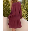 image:imageRVivimos Cotton Casual Dresses for Women Long Sleeve V Neck Tiered Flowy Mini Tunic DressWine Red