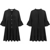image:imageRVivimos Cotton Dresses for Women Summer V Neck 34 Flare Sleeve Button Front Casual Loose Tiered Mini DressBlack