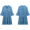 image:imageRVivimos Cotton Dresses for Women Summer V Neck 34 Flare Sleeve Button Front Casual Loose Tiered Mini DressBlue