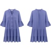 image:imageRVivimos Cotton Dresses for Women Summer V Neck 34 Flare Sleeve Button Front Casual Loose Tiered Mini DressBlue Violet