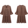 image:imageRVivimos Cotton Dresses for Women Summer V Neck 34 Flare Sleeve Button Front Casual Loose Tiered Mini DressBrown