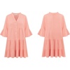 image:imageRVivimos Cotton Dresses for Women Summer V Neck 34 Flare Sleeve Button Front Casual Loose Tiered Mini DressCoralpink