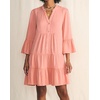 image:imageRVivimos Cotton Dresses for Women Summer V Neck 34 Flare Sleeve Button Front Casual Loose Tiered Mini DressCoralpink