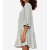 image:imageRVivimos Cotton Dresses for Women Summer V Neck 34 Flare Sleeve Button Front Casual Loose Tiered Mini DressLightgray