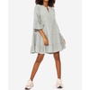 image:imageRVivimos Cotton Dresses for Women Summer V Neck 34 Flare Sleeve Button Front Casual Loose Tiered Mini DressLightgray