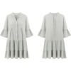 image:imageRVivimos Cotton Dresses for Women Summer V Neck 34 Flare Sleeve Button Front Casual Loose Tiered Mini DressLightgray