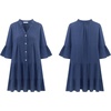 image:imageRVivimos Cotton Dresses for Women Summer V Neck 34 Flare Sleeve Button Front Casual Loose Tiered Mini DressNavyblue