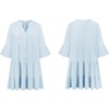 image:imageRVivimos Cotton Dresses for Women Summer V Neck 34 Flare Sleeve Button Front Casual Loose Tiered Mini DressSkyblue