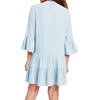 image:imageRVivimos Cotton Dresses for Women Summer V Neck 34 Flare Sleeve Button Front Casual Loose Tiered Mini DressSkyblue