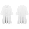 image:imageRVivimos Cotton Dresses for Women Summer V Neck 34 Flare Sleeve Button Front Casual Loose Tiered Mini DressWhite