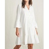 image:imageRVivimos Cotton Dresses for Women Summer V Neck 34 Flare Sleeve Button Front Casual Loose Tiered Mini DressWhite