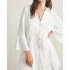image:imageRVivimos Cotton Dresses for Women Summer V Neck 34 Flare Sleeve Button Front Casual Loose Tiered Mini DressWhite