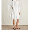 image:imageRVivimos Cotton Dresses for Women Summer V Neck 34 Flare Sleeve Button Front Casual Loose Tiered Mini DressWhite