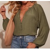 image:imageRVivimos Fall Summer Tops for Women Long Sleeve Button Up Henley V Neck Casual Loose Dressy BlousesArmy Green