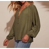 image:imageRVivimos Fall Summer Tops for Women Long Sleeve Button Up Henley V Neck Casual Loose Dressy BlousesArmy Green