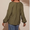 image:imageRVivimos Fall Summer Tops for Women Long Sleeve Button Up Henley V Neck Casual Loose Dressy BlousesArmy Green
