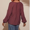 image:imageRVivimos Fall Summer Tops for Women Long Sleeve Button Up Henley V Neck Casual Loose Dressy BlousesPlum