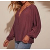 image:imageRVivimos Fall Summer Tops for Women Long Sleeve Button Up Henley V Neck Casual Loose Dressy BlousesPlum