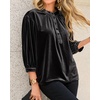 image:imageRVivimos Fall Tops for Women 2026 Velvet 34 Sleeve Henley Button Up Loose Casual Blouses ShirtsBlack