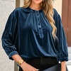 image:imageRVivimos Fall Tops for Women 2026 Velvet 34 Sleeve Henley Button Up Loose Casual Blouses ShirtsDark Blue