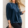 image:imageRVivimos Fall Tops for Women 2026 Velvet 34 Sleeve Henley Button Up Loose Casual Blouses ShirtsDark Blue