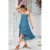 image:imageRVivimos Long Skirts for Women Summer Boho Smocked Strapless Dress Elastic High Waisted Layered Ruffle Hem Beach Midi SkirtBlue