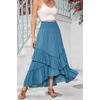 image:imageRVivimos Long Skirts for Women Summer Boho Smocked Strapless Dress Elastic High Waisted Layered Ruffle Hem Beach Midi SkirtBlue