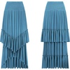 image:imageRVivimos Long Skirts for Women Summer Boho Smocked Strapless Dress Elastic High Waisted Layered Ruffle Hem Beach Midi SkirtBlue
