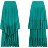image:imageRVivimos Long Skirts for Women Summer Boho Smocked Strapless Dress Elastic High Waisted Layered Ruffle Hem Beach Midi SkirtDark Green