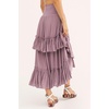image:imageRVivimos Long Skirts for Women Summer Boho Smocked Strapless Dress Elastic High Waisted Layered Ruffle Hem Beach Midi SkirtDusty Purple