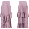 image:imageRVivimos Long Skirts for Women Summer Boho Smocked Strapless Dress Elastic High Waisted Layered Ruffle Hem Beach Midi SkirtDusty Purple