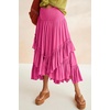 image:imageRVivimos Long Skirts for Women Summer Boho Smocked Strapless Dress Elastic High Waisted Layered Ruffle Hem Beach Midi SkirtHot Pink