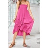 image:imageRVivimos Long Skirts for Women Summer Boho Smocked Strapless Dress Elastic High Waisted Layered Ruffle Hem Beach Midi SkirtHot Pink