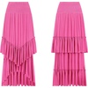 image:imageRVivimos Long Skirts for Women Summer Boho Smocked Strapless Dress Elastic High Waisted Layered Ruffle Hem Beach Midi SkirtHot Pink